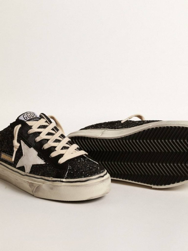 Golden Goose Super-Star Sabot Super-Star Sabots In Black Glitter With White Bio-Based Star Women - 3