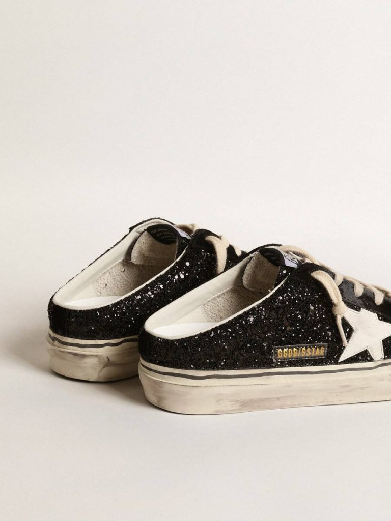 Golden Goose Super-Star Sabot Super-Star Sabots In Black Glitter With White Bio-Based Star Women - 4