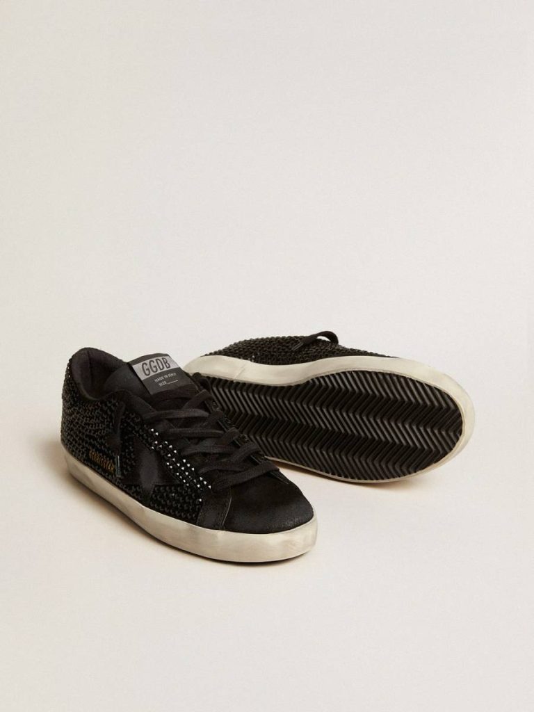 Golden Goose Super-Star Super-Star In Black Suede With Swarovski Crystals And Black Suede Star Women - 3