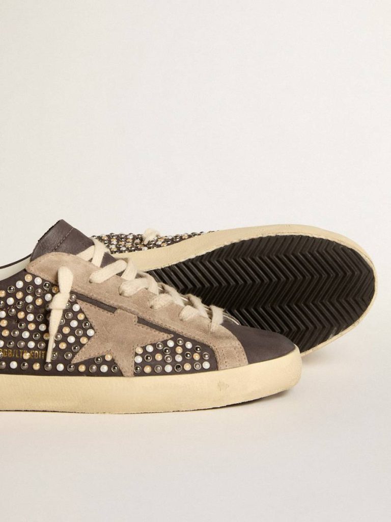 Golden Goose Super-Star Super-Star Ltd In Gray Nubuck With Swarovski Pearls And Suede Star Women - 3