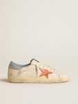 Golden Goose Super-Star White Men Men's Super-Star With Crocodile-Print Star And Silver-Blue Heel Tab - 1