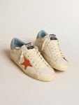 Golden Goose Super-Star White Men Men's Super-Star With Crocodile-Print Star And Silver-Blue Heel Tab - 2