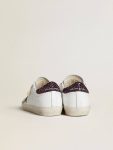 Golden Goose Super-Star White Women’s Super-Star With Silver Glitter Star And Lilac Glitter Heel Tab Women - 5