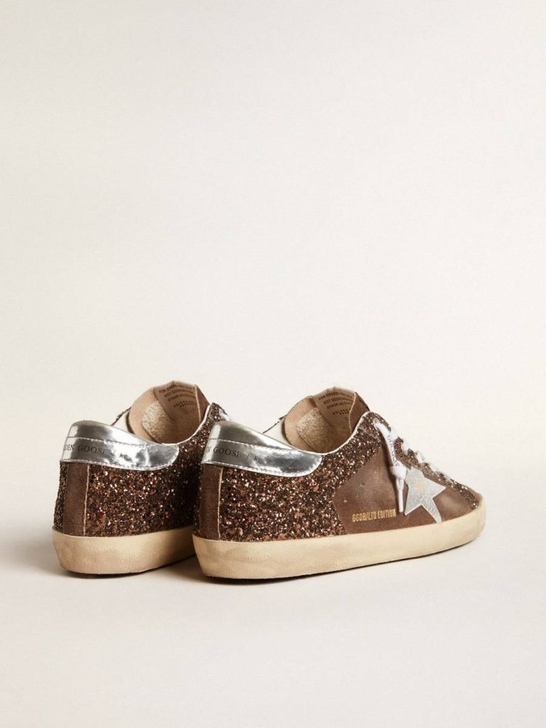 Golden Goose Super-Star Women Women's Super-Star Ltd In Brown Glitter And Suede With Leather Star And Heel Tab - 5