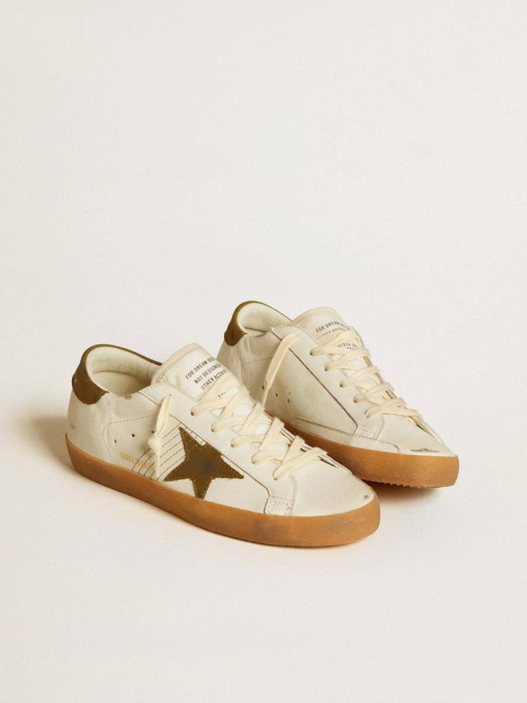 Golden Goose Super-Star Women's Super-Star Ltd With Military Green Nubuck Star And Heel Tab White Women - 2