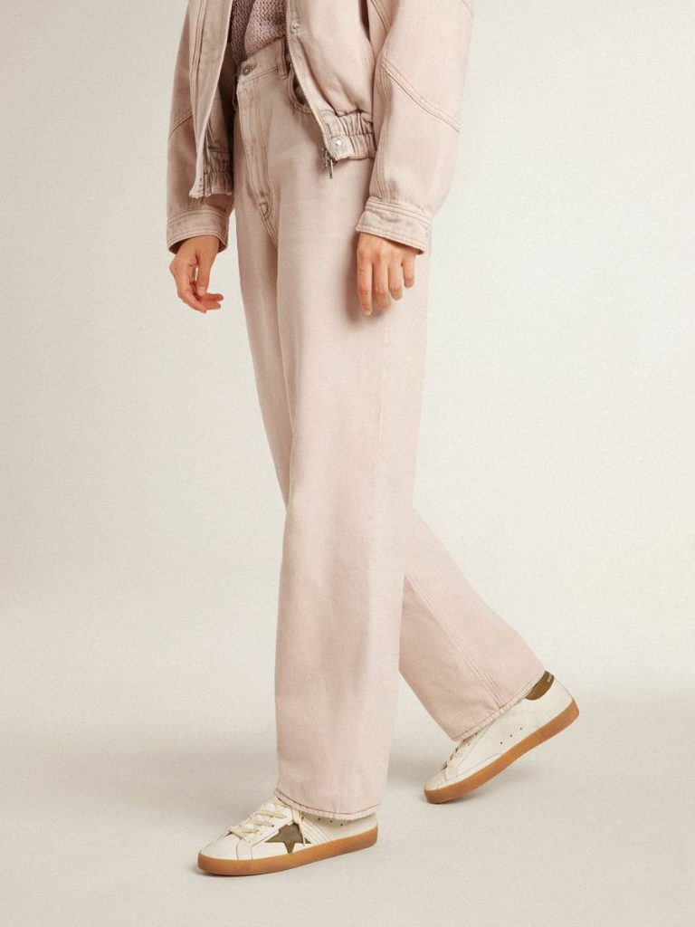 Golden Goose Super-Star Women's Super-Star Ltd With Military Green Nubuck Star And Heel Tab White Women - 3