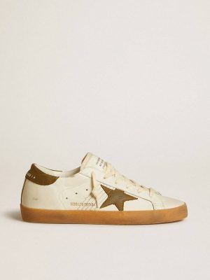 Golden Goose Super-Star Women's Super-Star Ltd With Military Green Nubuck Star And Heel Tab White Women - 1
