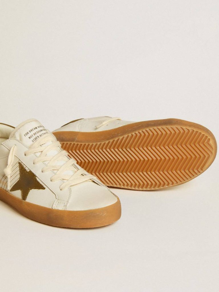 Golden Goose Super-Star Women's Super-Star Ltd With Military Green Nubuck Star And Heel Tab White Women - 4