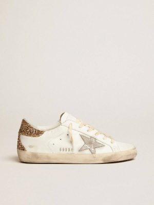 Golden Goose Super-Star Women's Super-Star With Silver Leather Star And Snake Print White Women - 1