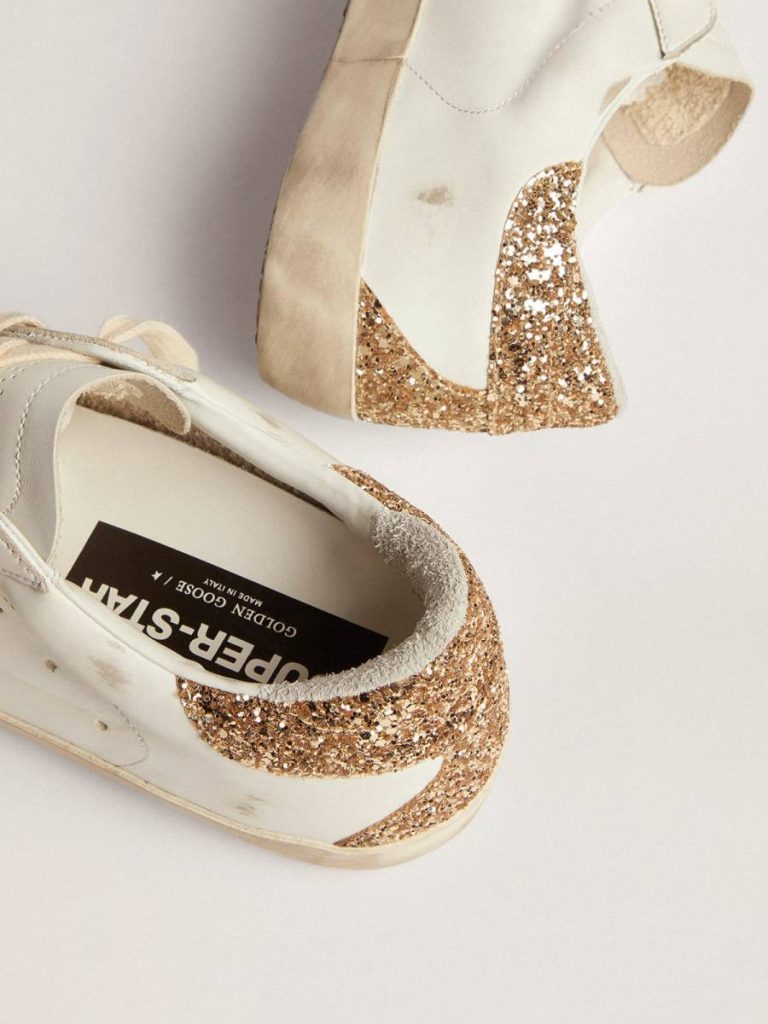 Golden Goose Super-Star Women's Super-Star With Silver Leather Star And Snake Print White Women - 5