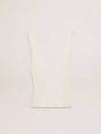 Golden Goose T-Shirts & Tops White Women Sleeveless Top Embroidered With Worn-White Ribbing - 1