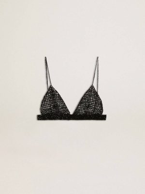 Golden Goose T-Shirts & Tops Women's Black Crochet Top With Crystals Black Women - 1