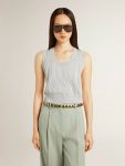 Golden Goose T-Shirts & Tops Women's Sleeveless Tank Top In Baby Blue Knit Baby Blue Women - 2