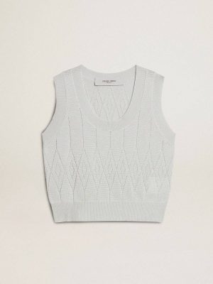 Golden Goose T-Shirts & Tops Women's Sleeveless Tank Top In Baby Blue Knit Baby Blue Women - 1