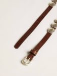 Golden Goose Trinidad Thin Belt In Dark Brown Leather With Silver Studs Dark Brown Women Belts - 2