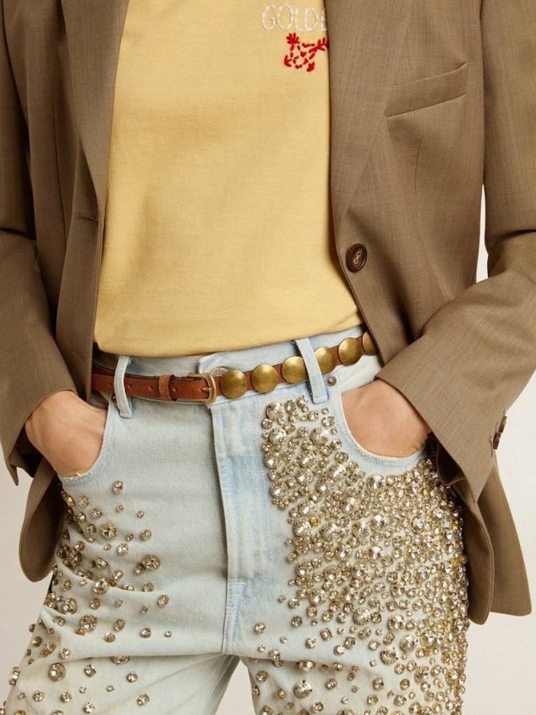 Golden Goose Trinidad Thin Belt In Dark Brown Leather With Silver Studs Dark Brown Women Belts - 3