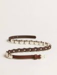 Golden Goose Trinidad Thin Belt In Dark Brown Leather With Silver Studs Dark Brown Women Belts - 4