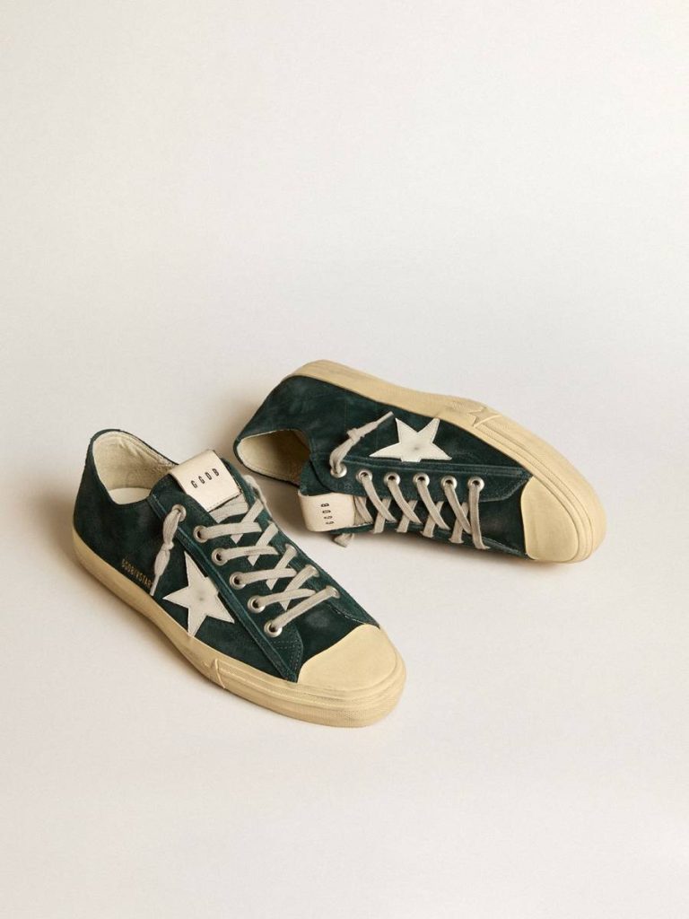 Golden Goose V-Star In Forest-Green Suede With White Leather Star V-Star Men - 2