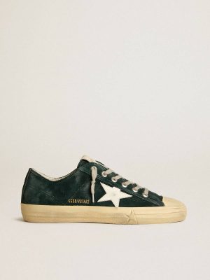 Golden Goose V-Star In Forest-Green Suede With White Leather Star V-Star Men - 1