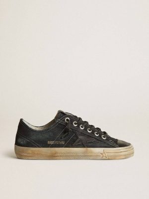 Golden Goose V-Star In Midnight-Blue Denim With Black Leather Star And Toe V-Star Women - 1