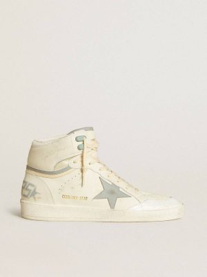 Golden Goose White Men's Sky-Star In Leather With Light Blue Leather Star And White Heel Tab Sky-Star Men - 1