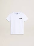Golden Goose White T-Shirt With Contrasting Black Logo And Star Kids Topwear Selection (4-12 Years) Optical White - 1