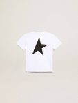 Golden Goose White T-Shirt With Contrasting Black Logo And Star Kids Topwear Selection (4-12 Years) Optical White - 2