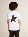 Golden Goose White T-Shirt With Contrasting Black Logo And Star Kids Topwear Selection (4-12 Years) Optical White - 5