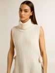 Golden Goose White Unisex White High-Neck Sleeveless Sweater In Ribbed Wool Knitwear Women - 5
