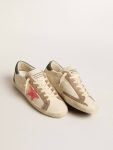 Golden Goose White Women Women's Super-Star Ltd With Pink Gabardine Star And Gray Suede Heel Tab Super-Star - 2