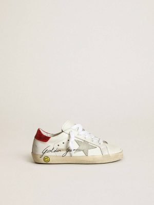 Golden Goose White Young Super-Star With Gray Suede Star Boys (4-10 Years) Kids - 1