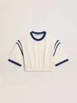 Golden Goose Women Aged White T-Shirts & Tops Aged White Cotton Cropped T-Shirt With Lettering On The Back - 1
