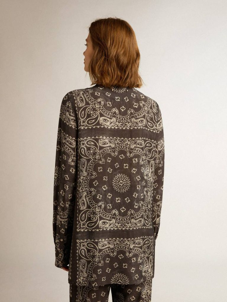 Golden Goose Women Anthracite Gray Pajama Shirt In Anthracite Gray With Paisley Print Shirts - 4