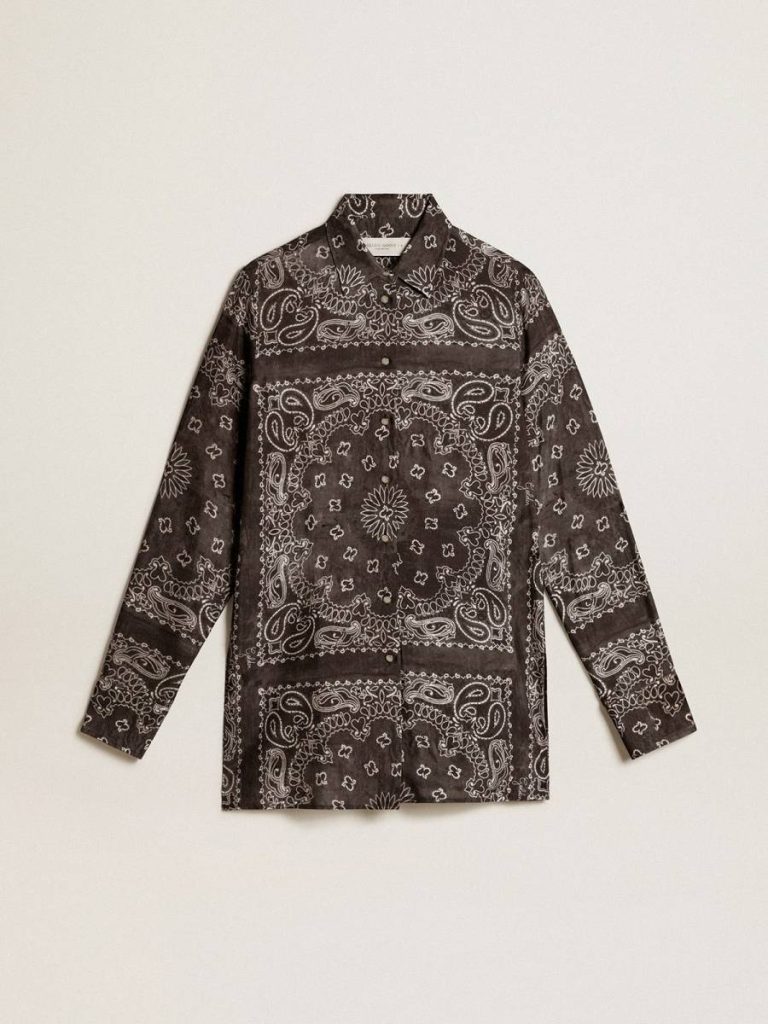 Golden Goose Women Anthracite Gray Pajama Shirt In Anthracite Gray With Paisley Print Shirts - 1
