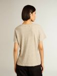 Golden Goose Women Gray Melange Women’s Gray Melange Cotton T-Shirt With Embroidered Lettering T-Shirts & Tops - 4