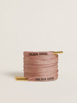 Golden Goose Women Laces Salmon Pink Salmon Pink Lurex Laces With Contrasting Black Logo - 1