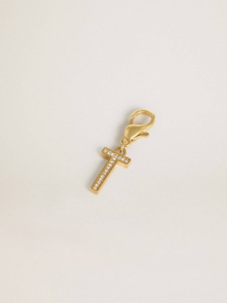 Golden Goose Women Letter T Charm In Gold-Colored Brass With Crystals Gold Bag Accessories - 2