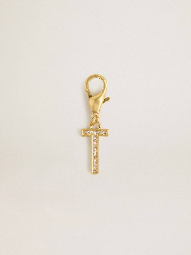 Golden Goose Women Letter T Charm In Gold-Colored Brass With Crystals Gold Bag Accessories - 1