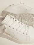 Golden Goose Women Purestar Silver And White Purestar In White Leather With Silver Swarovski Crystal Heel Tab - 3