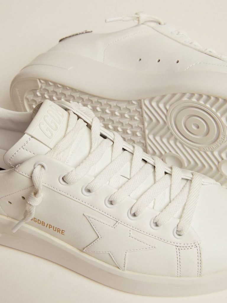 Golden Goose Women Purestar Silver And White Purestar In White Leather With Silver Swarovski Crystal Heel Tab - 3