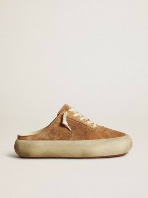 Golden Goose Women Space-Star Women's Space-Star Sabot In Tobacco-Colored Suede With Perforated Star - 1