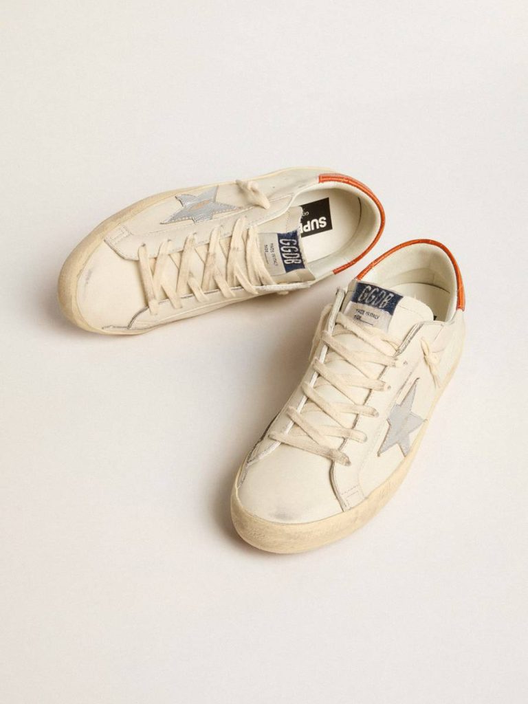 Golden Goose Women Super-Star Ltd With Silver Leather Star And Croc-Print Leather Heel Tab Super-Star White - 2