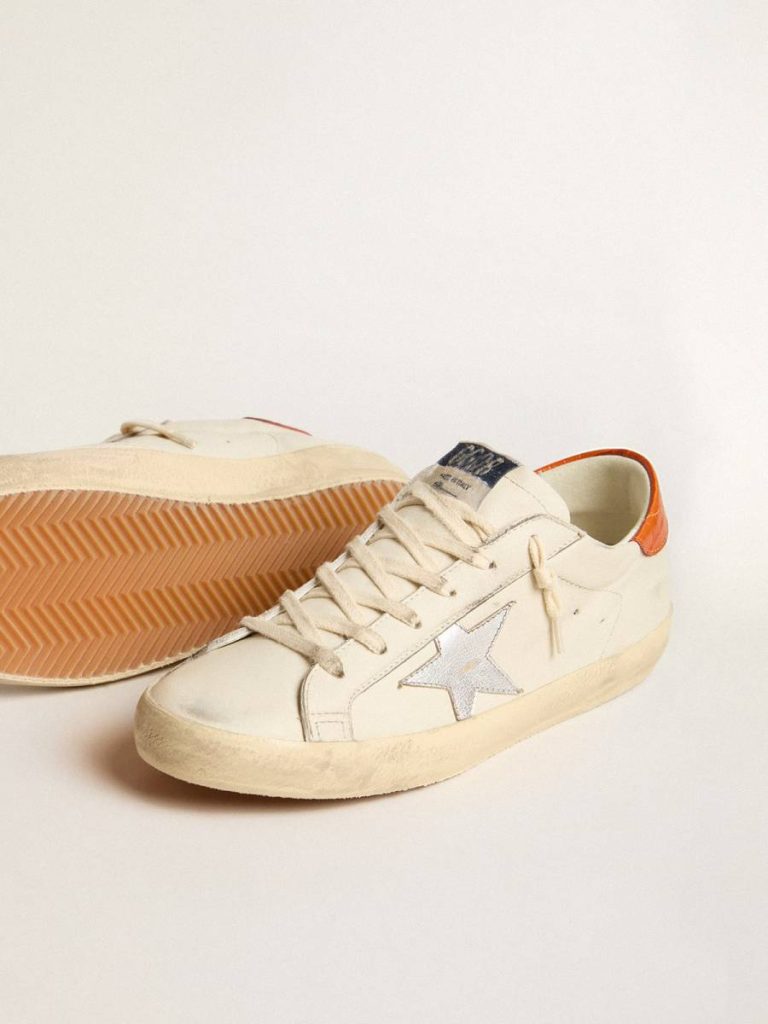 Golden Goose Women Super-Star Ltd With Silver Leather Star And Croc-Print Leather Heel Tab Super-Star White - 3