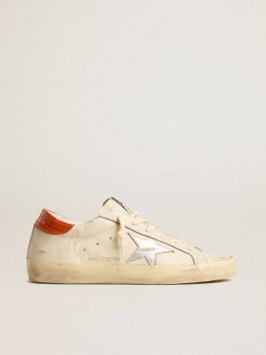 Golden Goose Women Super-Star Ltd With Silver Leather Star And Croc-Print Leather Heel Tab Super-Star White - 1