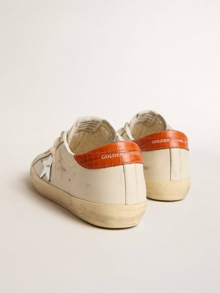 Golden Goose Women Super-Star Ltd With Silver Leather Star And Croc-Print Leather Heel Tab Super-Star White - 4