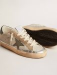 Golden Goose Women Super-Star Super-Star In Gray Canvas With A Green Leather Star And Heel Tab - 3