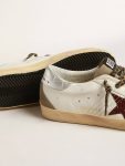 Golden Goose Women Super-Star Super-Star With Burgundy Glitter Star And Silver Heel Tab White - 4