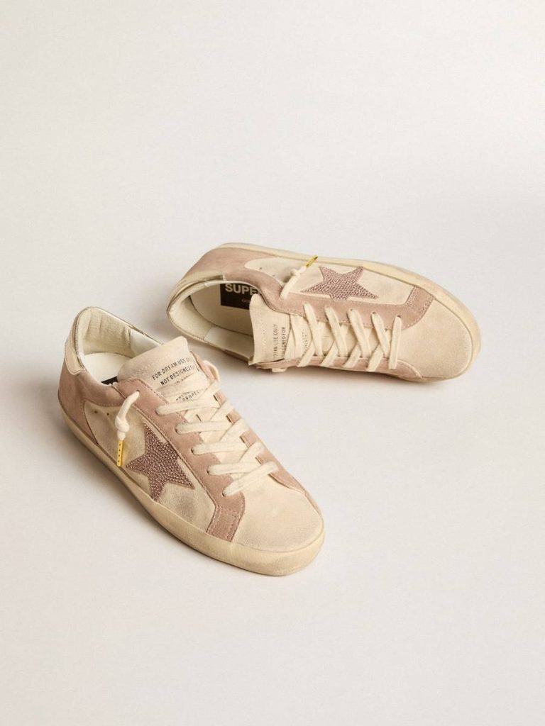 Golden Goose Women Super-Star Woman's Super-Star In Pale Pink Suede With Suede Star And Platinum Heel Tab - 2