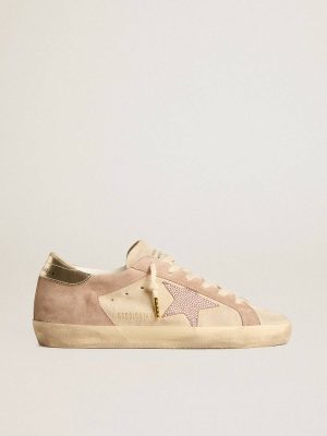 Golden Goose Women Super-Star Woman's Super-Star In Pale Pink Suede With Suede Star And Platinum Heel Tab - 1