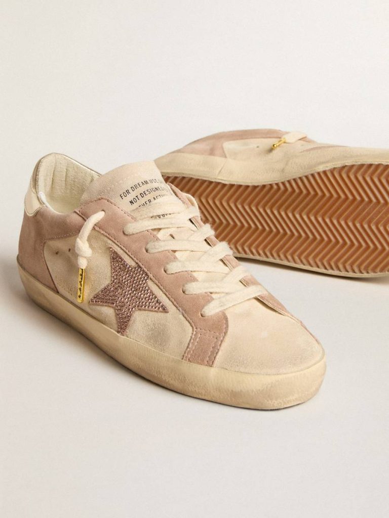 Golden Goose Women Super-Star Woman's Super-Star In Pale Pink Suede With Suede Star And Platinum Heel Tab - 4